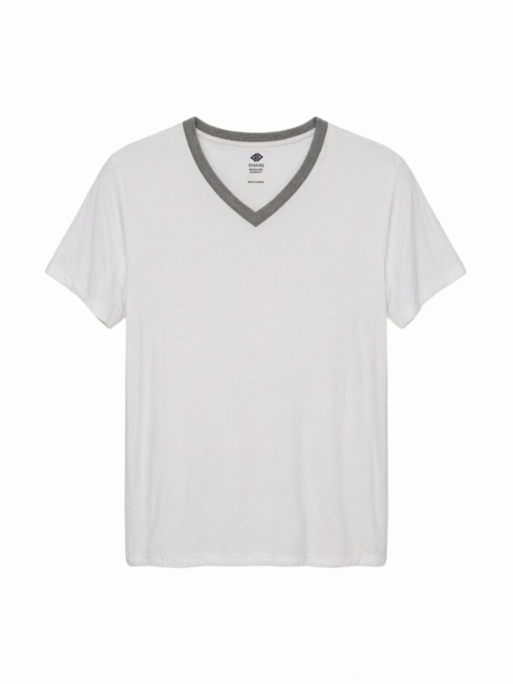MoFiz White Gray Men's White V-Neck Tee Shirt L